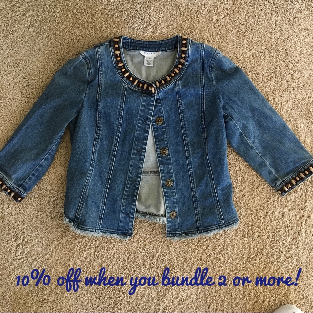 Nine West Women’s Denim Jacket Small Button Front